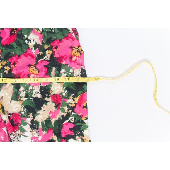 H&M Pink Floral Mid-Rise Straight Slim Stretch Ankle Trouser Pants Size 10 - Picture 12 of 13